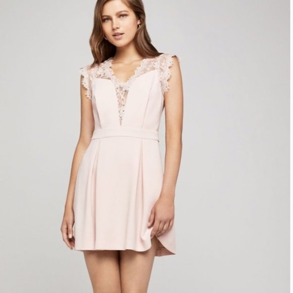 BCBG Generation Rose Smoke Lace Pleated Mini Dress Size 2 - Picture 14 of 16